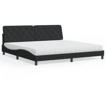 Cama con colchón terciopelo negro 200x200 cm Día y Noche