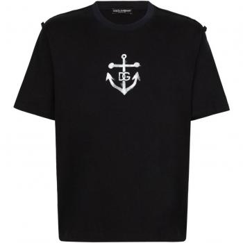Dolce & Gabbana Men's Cotton Crew-Neck T-Shirt in Blue | Size 46 | Color B0665