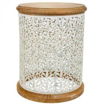 Mesa de centro WANDERLUST DECO de madera y metal blanca 43.5x43.5x55h cm de estilo Romántico