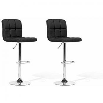 Conjunto de 2 Taburetes de Bar Negros Giratorios y Altura Ajustable