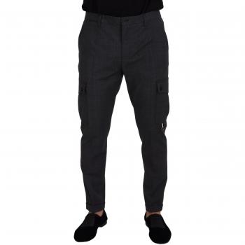 Dolce & Gabbana Gray Checked Cargo Trousers Stretch Pants - IT48 | M