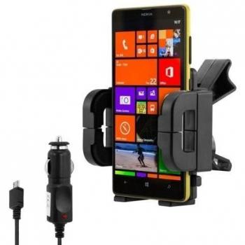 kwmobile Soporte para ventilación para Nokia Lumia 1320 + Dispositivo de carga - ¡El móvil encaja perfectamente en el soporte con la carcasa o funda!