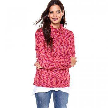 Jersey Cuello Chimenea y Manga Larga de Hombro caído Mujer by VencaSty - 031083,Rosa,Unica
