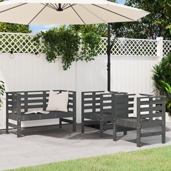 Juego de muebles de jardín 3 piezas de madera maciza de pino gris Garden Living Room Set