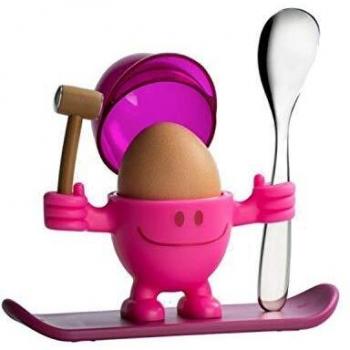 WMF McEgg Snowboarder - Huevera con cuchara, color rosa