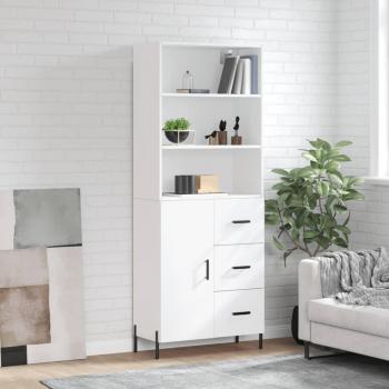 Aparador alto de madera contrachapada blanco 69,5x34x180 cm