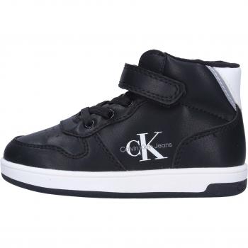 Calvin Klein Black/White Lace-Up and Velcro Sneakers for Kids