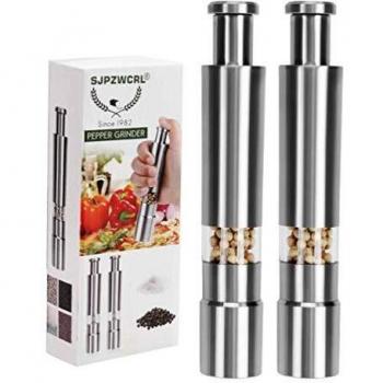 Sjpzwcrl Pepper Grinder, Molinillo de Pimienta de Acero Inoxidable Molinillo de Sal Duradero Operación de una Mano Molinillo de Sal Salt Mill 2