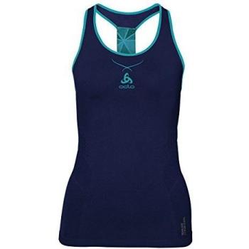 Odlo Singlet Crew Neck Ceramicool Seamless Ropa Interior, Mujer, Peacoat-Blue Radiance, Large