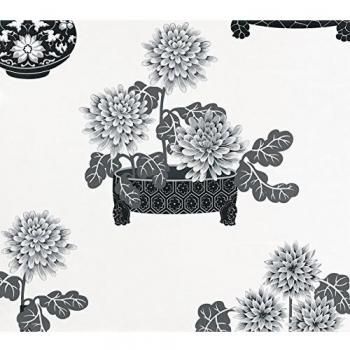 Equipo DRT 17957 Papel pintado, con diseño cerámicas orientales, Plata