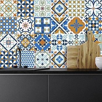 Ambiance-Live col-RV-0342_10x10cm Pegatinas adhesivas de azulejos, Multicolor, 10 x 10 cm, Set de 24 Piezas