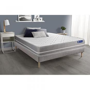 Somier gris Actisom + Colchón de muelles ensacados 180 x 200 cm - Confort equilibrado 20 cm