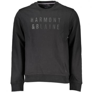Harmont & Blaine Brushed Long Sleeve Crewneck Sweatshirt with Logo Print - Black - Size S
