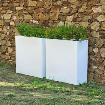 Macetero rectangular de color junco 80 cm, dimensiones 80x32x80 cm, color blanco