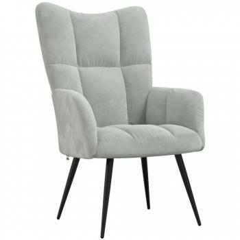 Silla de relajación de terciopelo gris claro vidaXL