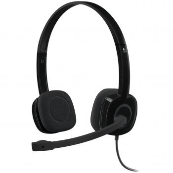 Logitech H151 Wired Headset, Stereo Headphones with Rotating Noise-Cancelling Microphone, 3.5 mm Audio Jack, In-Line Controls, PC/Mac/Laptop/Tablet/Smartphone - Black