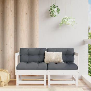 vidaXL Corner Sofa Set with Cushions 2 pcs White Solid Wood Pine