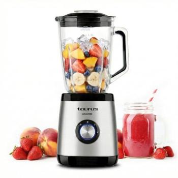 Batidora de Vaso Taurus Amazing JB1502XC - 1500W, Jarra de Cristal 1.5L, 2 Velocidades + Turbo, 4 Cuchillas Inox, Pica Hielo, Seguridad