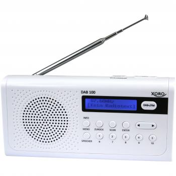 Radio Portátil Digital DAB+/FM Xoro DAB 100 con Función de Alarma y Pantalla LCD Blanca