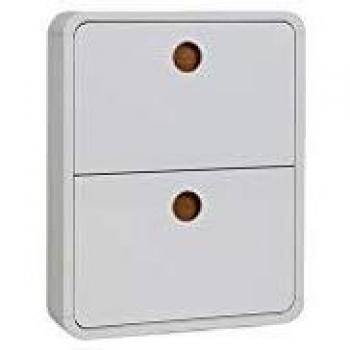 Zapatero 2 Cajones Blanco Brillante y Fresno KOPEN
