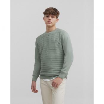 Jersey de hombre verde cuello redondo con rayas tono verde