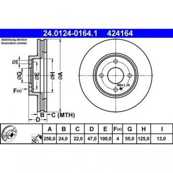 Disco de freno ATE 24.0124-0164.1, ventilado, 1 pieza