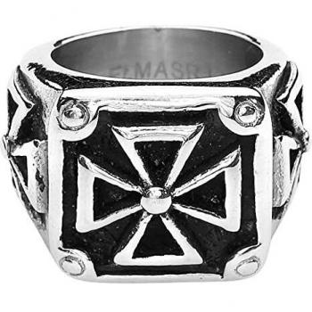 etNox hard and heavy Heavy Iron Cross Hombre Anillo Standard M, Acero Inoxidable,