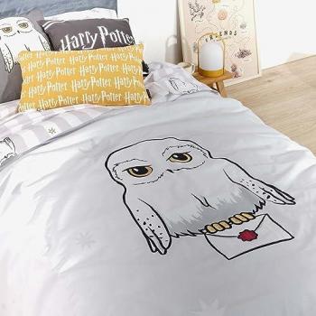 Funda Nórdica Harry Potter Hedwig Stars 100% algodón con botones, extrasuave, medidas 155 x 220 cm para cama de 90, fabricada en España
