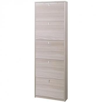 Zapatero fino de 5 puertas en Olmo claro 63x18x190 cm
