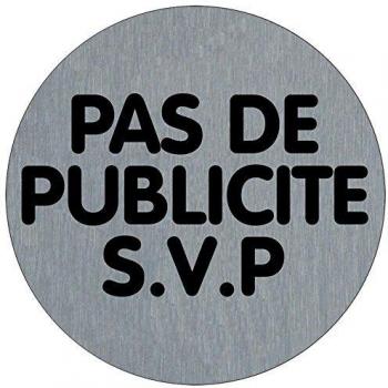 Placa de puerta de aluminio cepillado Ø75mm Por favor, no publicidad - NOVAP