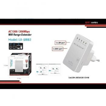 Extensor de Rango Wifi Inalámbrico Maxtech Lv-wr02 con Amplificador de Señal y Conexión Lan