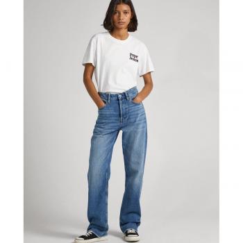 Pepe Jeans Women's High-Waisted Distressed Straight Leg Denim Jeans Robyn