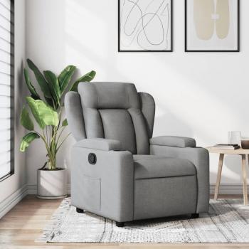Sillón Reclinable en Tela Gris Claro con Estructura de Madera, Asiento y Respaldo Acolchados, Reclinación Ajustable y Diseño Moderno