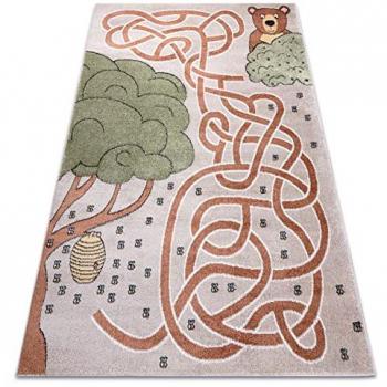 Alfombra Divertida Honey para Niños, Oso y Abejas Beige Multicolor 160x220 cm