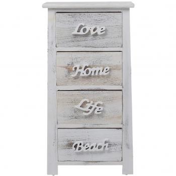 Comodino Pecho 4 Cajones Mobili Rebecca Gris Blanco Shabby 73x37x27