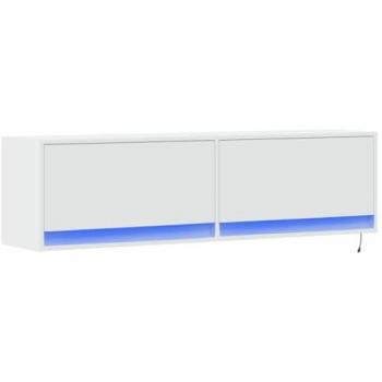 Mueble de TV de pared con luces LED blanco 140x31x38 cm