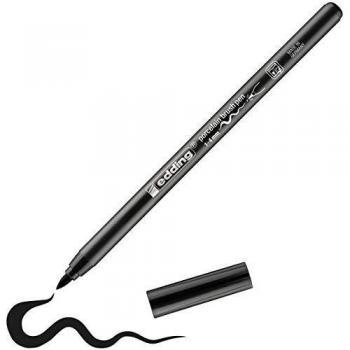 edding 4200 rotulador con punta de pincel para porcelana - negro - 1 rotulador - punta de pincel de 1-4 mm - para pintar y decorar cerámica - tinta resistente a la luz y lavavajillas, secado rápido
