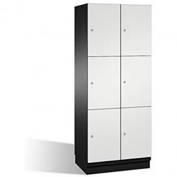 Armario de compartimentos bajo llave Cambio C+P, 3 secciones, puertas de acero, color negro gris y claro, ancho 800 mm