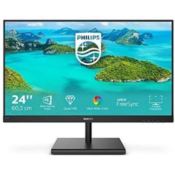 Philips 245E1S - 24 Inch QHD Monitor, 75Hz, 4ms, IPS, AMD FreeSync, FlickerFree, SmartContrast