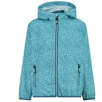 CMP Waterproof Hooded Jacket for Boys and Girls - Rain Fix Hood, Acqua/Deep Lake, 14 Years