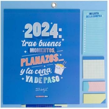 Calendario de Pared Magnético Mr. Wonderful 2024 Trae Buenos Momentos Azul