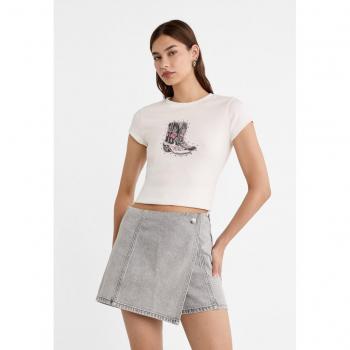 Ecru Studded Print T-Shirt Large