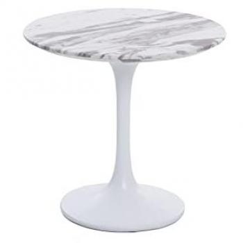 Mesa Varberg Elegante y Moderna de Madera Blanco 55x55x52 cm con Mármol Artificial/MDF/Fibra de Vidrio