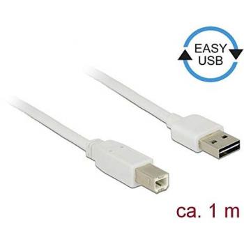 Cable USB 2.0 DeLOCK 1m, A a B, Blanco