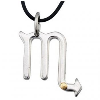 Colgante de Acero y Oro 18k Horóscopo Zodíaco Escorpio con Cordón