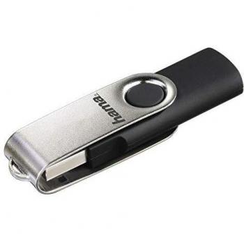 USB Stick Hama Rotate 8 GB USB 2.0 Negro/Plateado, 10 MB/s, Diseño Giratorio