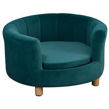 Sofá para Perros con Funda Suave y Patas de Madera, Cama Redonda para Mascotas, 65 x 64 x 37 cm, Ideal para Perros Pequeños