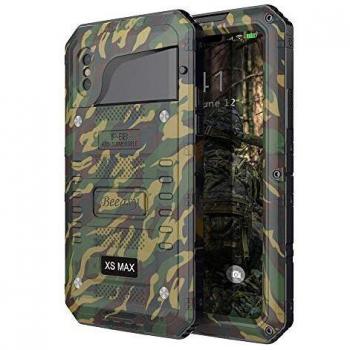 Beeasy Funda para iPhone XS MAX,Antigolpes Impermeable Rígida Robusta Antigravedad Carcasa Resistente Impacto Militar Duradera Blindada Fuerte Seguridad con Protector Pantalla al Aire Libre,Camuflaje