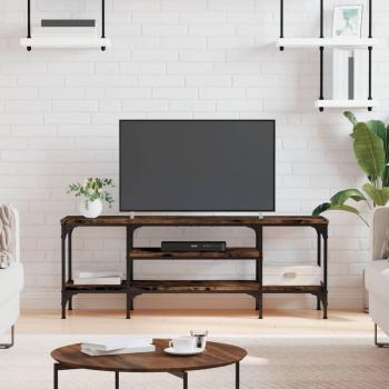 Mueble TV de madera ingeniería y hierro roble ahumado 121x35x45 cm vidaXL