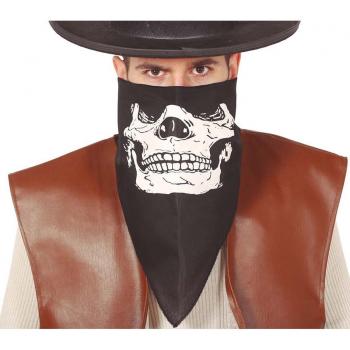 Pañuelo facial negro con calavera.